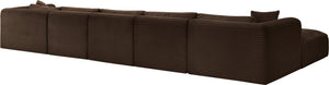 Meridian Furniture Shaggy Six Piece Modular Sectional in Stain Resistant Brown Corduroy for Living Rooms 641Brown-Sec6F