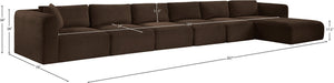 Meridian Furniture Shaggy Six Piece Modular Sectional Corduroy Performance Fabric for Spacious Living Rooms 641Brown-Sec6G
