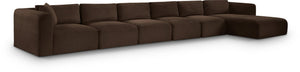 Meridian Furniture Shaggy Six Piece Modular Sectional Corduroy Performance Fabric for Spacious Living Rooms 641Brown-Sec6G