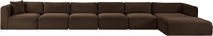 Meridian Furniture Shaggy Six Piece Modular Sectional Corduroy Performance Fabric for Spacious Living Rooms 641Brown-Sec6G