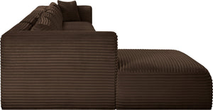 Meridian Furniture Shaggy Six Piece Modular Sectional Corduroy Performance Fabric for Spacious Living Rooms 641Brown-Sec6G