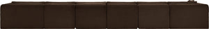 Meridian Furniture Shaggy Six Piece Modular Sectional Corduroy Performance Fabric for Spacious Living Rooms 641Brown-Sec6G