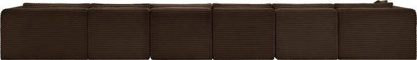 Meridian Furniture Shaggy Six Piece Modular Sectional Corduroy Performance Fabric for Spacious Living Rooms 641Brown-Sec6G