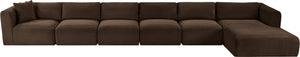 Meridian Furniture Shaggy Six Piece Modular Sectional Corduroy Performance Fabric for Spacious Living Rooms 641Brown-Sec6G