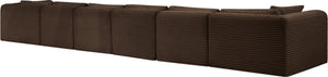 Meridian Furniture Shaggy Six Piece Modular Sectional Corduroy Performance Fabric for Spacious Living Rooms 641Brown-Sec6G