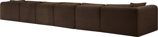 Meridian Furniture Shaggy Six Piece Modular Sectional Corduroy Performance Fabric for Spacious Living Rooms 641Brown-Sec6G