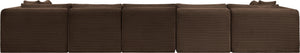 Meridian Furniture Shaggy Seven Piece Modular Sectional Corduroy Upholstered Performance Fabric Living Room Sofa 641Brown-Sec7A