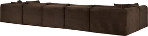 Meridian Furniture Shaggy Seven Piece Modular Sectional Corduroy Upholstered Performance Fabric Living Room Sofa 641Brown-Sec7A