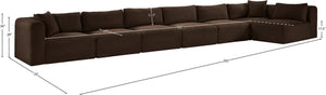 Meridian Furniture Shaggy Brown Corduroy Seven Piece Modular Sectional Plush Performance Fabric Living Room 641Brown-Sec7B