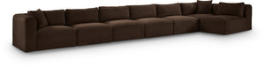 Meridian Furniture Shaggy Brown Corduroy Seven Piece Modular Sectional Plush Performance Fabric Living Room 641Brown-Sec7B