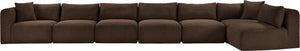 Meridian Furniture Shaggy Brown Corduroy Seven Piece Modular Sectional Plush Performance Fabric Living Room 641Brown-Sec7B
