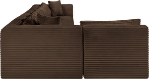 Meridian Furniture Shaggy Brown Corduroy Seven Piece Modular Sectional Plush Performance Fabric Living Room 641Brown-Sec7B