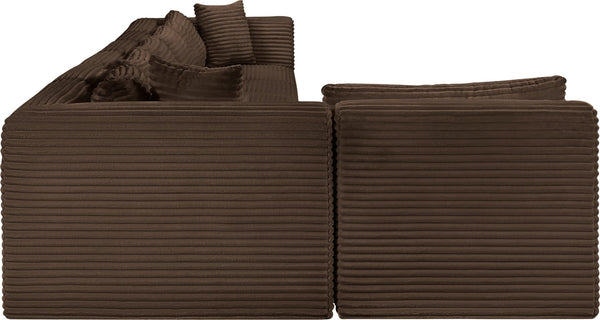 Meridian Furniture Shaggy Brown Corduroy Seven Piece Modular Sectional Plush Performance Fabric Living Room 641Brown-Sec7B