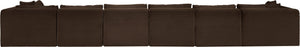 Meridian Furniture Shaggy Brown Corduroy Seven Piece Modular Sectional Plush Performance Fabric Living Room 641Brown-Sec7B