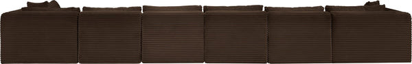 Meridian Furniture Shaggy Brown Corduroy Seven Piece Modular Sectional Plush Performance Fabric Living Room 641Brown-Sec7B