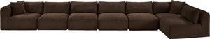 Meridian Furniture Shaggy Brown Corduroy Seven Piece Modular Sectional Plush Performance Fabric Living Room 641Brown-Sec7B