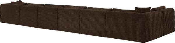 Meridian Furniture Shaggy Brown Corduroy Seven Piece Modular Sectional Plush Performance Fabric Living Room 641Brown-Sec7B