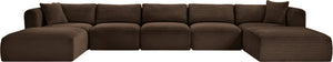 Meridian Furniture Shaggy 7 Piece Modular Sectional Brown Corduroy Upholstered Stain Resistant Living Room Sofa 641Brown-Sec7C