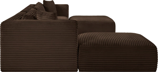 Meridian Furniture Shaggy 7 Piece Modular Sectional Brown Corduroy Upholstered Stain Resistant Living Room Sofa 641Brown-Sec7C