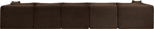 Meridian Furniture Shaggy 7 Piece Modular Sectional Brown Corduroy Upholstered Stain Resistant Living Room Sofa 641Brown-Sec7C
