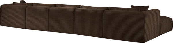 Meridian Furniture Shaggy 7 Piece Modular Sectional Brown Corduroy Upholstered Stain Resistant Living Room Sofa 641Brown-Sec7C