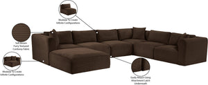 Meridian Furniture Shaggy 7 Piece Modular Sectional Plush Corduroy Upholstered Flexible Living Room Sofa 641Brown-Sec7D