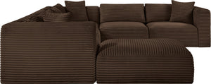 Meridian Furniture Shaggy 7 Piece Modular Sectional Plush Corduroy Upholstered Flexible Living Room Sofa 641Brown-Sec7D