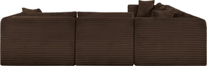Meridian Furniture Shaggy 7 Piece Modular Sectional Plush Corduroy Upholstered Flexible Living Room Sofa 641Brown-Sec7D
