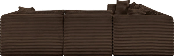 Meridian Furniture Shaggy 7 Piece Modular Sectional Plush Corduroy Upholstered Flexible Living Room Sofa 641Brown-Sec7D