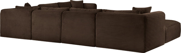 Meridian Furniture Shaggy 7 Piece Modular Sectional Plush Corduroy Upholstered Flexible Living Room Sofa 641Brown-Sec7D
