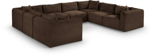 Meridian Furniture Shaggy Brown Corduroy Modular Sectional 8 Piece Stain Resistant Living Room Sofa 641Brown-Sec8A