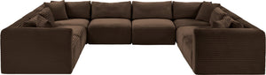 Meridian Furniture Shaggy Brown Corduroy Modular Sectional 8 Piece Stain Resistant Living Room Sofa 641Brown-Sec8A