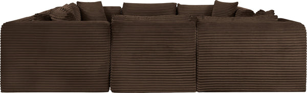 Meridian Furniture Shaggy Brown Corduroy Modular Sectional 8 Piece Stain Resistant Living Room Sofa 641Brown-Sec8A