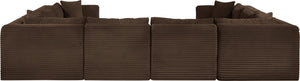 Meridian Furniture Shaggy Brown Corduroy Modular Sectional 8 Piece Stain Resistant Living Room Sofa 641Brown-Sec8A