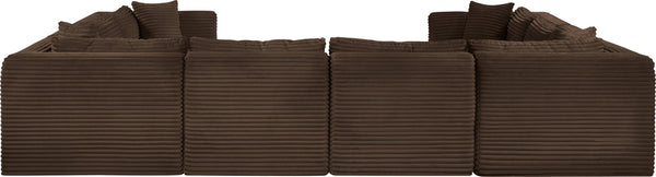 Meridian Furniture Shaggy Brown Corduroy Modular Sectional 8 Piece Stain Resistant Living Room Sofa 641Brown-Sec8A