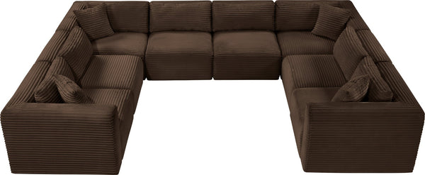 Meridian Furniture Shaggy Brown Corduroy Modular Sectional 8 Piece Stain Resistant Living Room Sofa 641Brown-Sec8A
