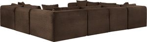 Meridian Furniture Shaggy Brown Corduroy Modular Sectional 8 Piece Stain Resistant Living Room Sofa 641Brown-Sec8A