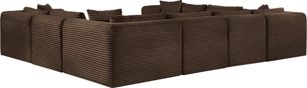 Meridian Furniture Shaggy Brown Corduroy Modular Sectional 8 Piece Stain Resistant Living Room Sofa 641Brown-Sec8A