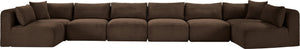 Meridian Furniture Shaggy Eight Piece Modular Sectional Corduroy Performance Fabric Stain Resistant Sofa 641Brown-Sec8B