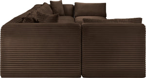 Meridian Furniture Shaggy Eight Piece Modular Sectional Corduroy Performance Fabric Stain Resistant Sofa 641Brown-Sec8B