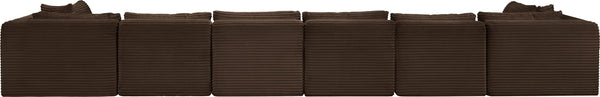 Meridian Furniture Shaggy Eight Piece Modular Sectional Corduroy Performance Fabric Stain Resistant Sofa 641Brown-Sec8B