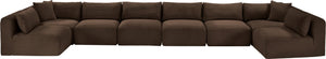 Meridian Furniture Shaggy Eight Piece Modular Sectional Corduroy Performance Fabric Stain Resistant Sofa 641Brown-Sec8B