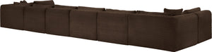 Meridian Furniture Shaggy Eight Piece Modular Sectional Corduroy Performance Fabric Stain Resistant Sofa 641Brown-Sec8B