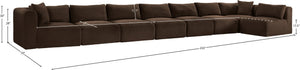 Meridian Furniture Shaggy Brown Corduroy Modular Sectional Stain Resistant Eight Piece Living Room Sofa 641Brown-Sec8C