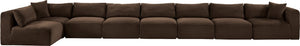 Meridian Furniture Shaggy Brown Corduroy Modular Sectional Stain Resistant Eight Piece Living Room Sofa 641Brown-Sec8C