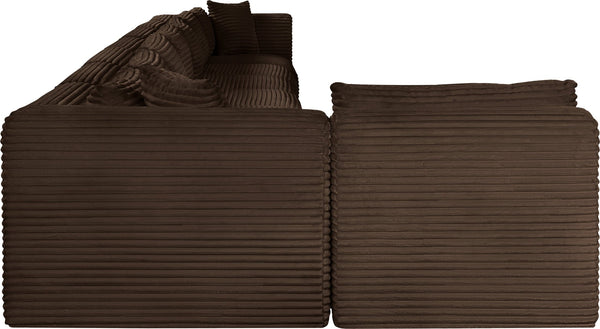 Meridian Furniture Shaggy Brown Corduroy Modular Sectional Stain Resistant Eight Piece Living Room Sofa 641Brown-Sec8C