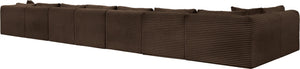 Meridian Furniture Shaggy Brown Corduroy Modular Sectional Stain Resistant Eight Piece Living Room Sofa 641Brown-Sec8C