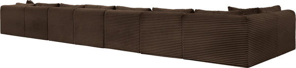 Meridian Furniture Shaggy Brown Corduroy Modular Sectional Stain Resistant Eight Piece Living Room Sofa 641Brown-Sec8C