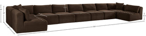 Meridian Furniture Shaggy Nine Piece Modular Sectional in Brown Corduroy Performance Fabric for Living Room 641Brown-Sec9A