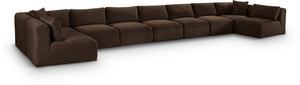 Meridian Furniture Shaggy Nine Piece Modular Sectional in Brown Corduroy Performance Fabric for Living Room 641Brown-Sec9A